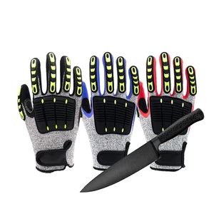 GLOVEMAN Heavy Duty TPR Impact Level 5 Anti Cut Resistant Industrial Construction Safety Work Rubber Nitrile Latex Coated Gloves