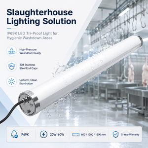 IP69K LED Tri-Proof Light With 20W-60W Power 120 Beam Angle 5-Year Warranty For Slaughterhouse Washdown Lighting Solution