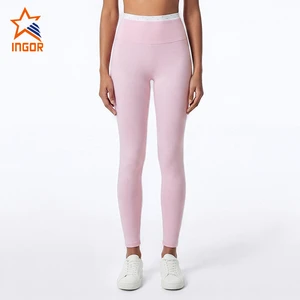 Wholesale Custom Logo Womens High Waist Leggings Nylon Spandex Squat Proof Yoga Pants Gym Fitness Activewear Women Leggings