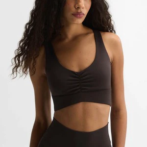 New Arrivals Women Breathable Front Ruched Tank Top Quick Dry Second Skin Solid Workout Wear Loaded Yoga Racer Back Sports Bras