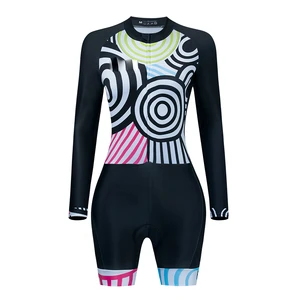 Women's Triathlon Cycling Jumpsuit Long Sleeve Breathable Quick Dry Lightweight Anti-UV 100% Polyester One Piece Suit OEM Logo