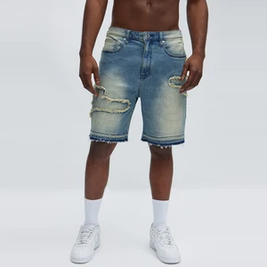 Men Vintage Washed Ripped Denim Shorts High Quality Comfortable Men's Denim Shorts Distressed Streetwear Jean Shorts for Men