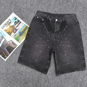 High Street Custom Men's Distessed Cotton Denim Shorts Heavy Loose Fit Baggy Jeans Denim Short Pants for Men