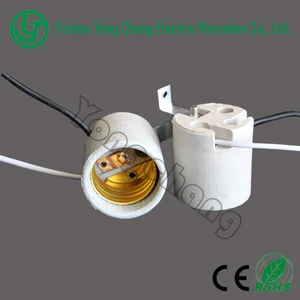 Ceramic Lamp Bulb Socket E26 With Wires and a Bracket