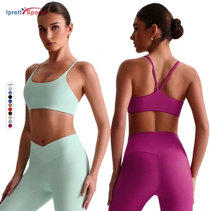 Customized Logo Women's Threaded Yoga Bra Breathable Beautiful Back Print Sport Tops for Active Running Fitness