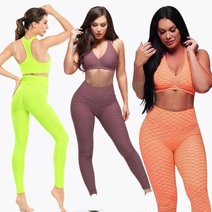 Women's Plus Size Gym Clothing Yoga Outfit Solid Pattern Sports Suit with Elastic Waist Closure Workout Fitness Pants