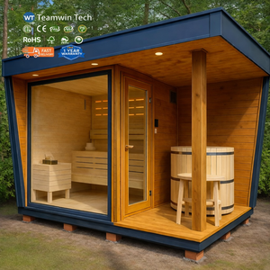 Home Outdoor Sauna and Cold Plunge Ice Bath Tub Cube Outside Room Modern Design Optional Wood Sauna Outdoor With Hot Tub