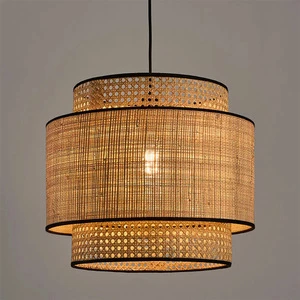 2025 Natural Bamboo Pendant Lamp, Rattan Ceiling Lamp, Bamboo Lampshade for Bedroom, Kitchen, Living Room, Dining Table
