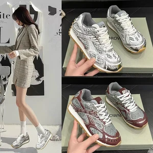 2026 Men Designer Sneakers Low-top Casual Platform Dad Shoes Shiny Leather Mesh Running Shoes