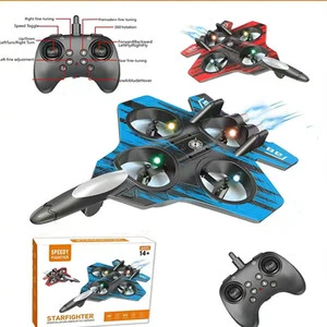Cross-Border New RC Airplanes Colorful LED Lights Gravity Induction Stunt Drop-Resistant 4-Channel UAV Auto Return 100m Range