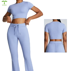 New Arrival Custom logo Yoga Wear Round Neck Comfortable Sports Gym Fitness Sports Short-sleeved Top Yoga Top Women Crop Top