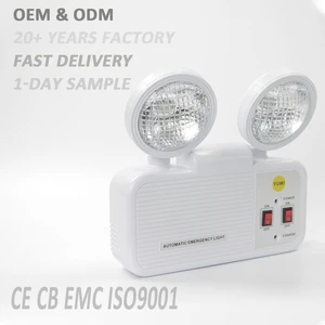 Dual Head LED Emergency Light 2x3W | Rechargeable Backup Lighting with 2 Hours Runtime | 85-265V Wall Mounted Lamp