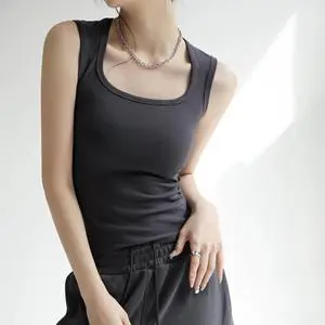 White Cotton Spandex Dobby Fabric Solid Pattern Casual Sleeveless Camisole Women for Suit Outer Layer Spring Summer Autumn Plus