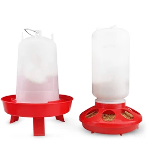 Premium Plastic Chicken Feeder And Waterer Set Automatic Poultry Drinker Bowls With Legs For Backyard Farm Coop Equipment Set