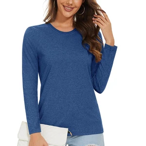 High Quality 100% Cotton Casual Fashion Women's Long Sleeve Shirts Wholesale Plus Size All Sizes Women's Long Sleeve T-shirts