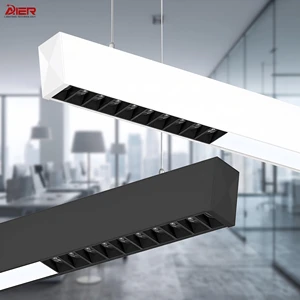Black White Modern Indoor Linear Pendant Light Indoor Badminton Court Lighting Aluminum Led Channel for Office Garage Gym