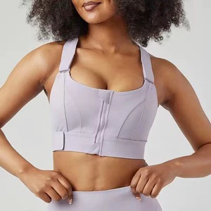 Zipper Front Women's High Running Yoga Vest Push up Adjustable Straps Plus Size 5XL Sexy Fitness Sports Bra