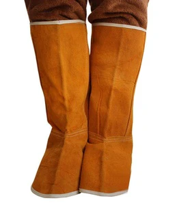 Premium Quality JNM SAFETY JNM-4093 Cowhide Split Leather Shoe Covers Welding Spats Elastic Closure Heavy Duty Flame Retardant