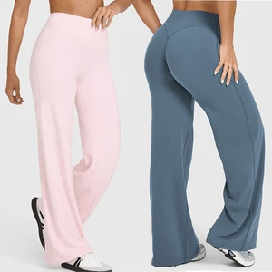 Plus Size Women's High-Waisted Leggings Breathable Quick-Dry Spandex/Nylon Workout Yoga Pants Extended Flare Loose-Fitting