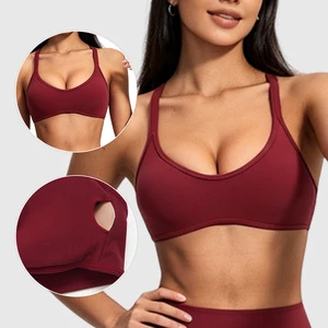 Women's Medium Support Sports Bra Y-Line Straps Beauty Back Design Breathable Quick Dry Front Logo Running Top Polyester/Nylon