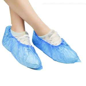 Low Price Good Quality Disposable Pull-On Abrasion-Resistant PE Blue Safety Shoe Covers Anti-Slip Elastic Home Office Hospital