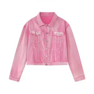 Custom Streetwear Denim Fashion Men's Suit Jacket and Trousers Washed Zip-up Work Jacket for Men