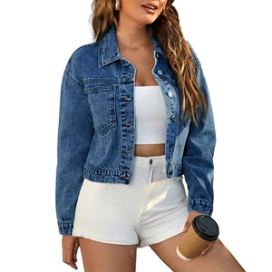 2025 High Quality Women Jean Jackets and Coats Hole-wish Short Denim Jacket