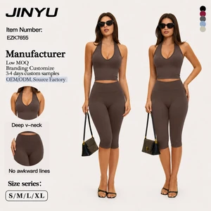 JINYU Women High Waisted Yoga Capri Pants Tummy Control Butt Lifter Workout Gym Leggings Stretchy Activewear