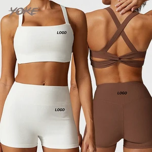 YK 2 Piece Yoga Set Female Workout Set Wholesale Sports Gym Fitness Dry Ribbed Design Plus Size Yoga Sets