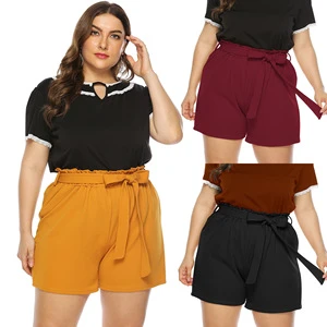 Fat Women Plus Size Solid Color Short Trousers Summer Woman Loose Casual Shorts