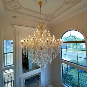 2024 Custom Modern Hanging Glass Chandelier Iron Bamboo For Hotel Lobby Wedding Hall Residential Spaces Hot Sale Pendant Lights
