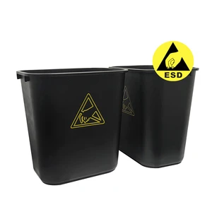 ALLESD 35L PP Plastic Square Antistatic Waste Bin ESD Electrostatic Cleanroom Tool Box Trash Can for Safety Area