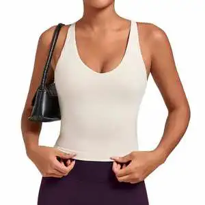 Yoke New High Quality Cross Back Quick Dry Workout Open Back With Padding Custom Logo Gym Sports Fitness Yoga Top