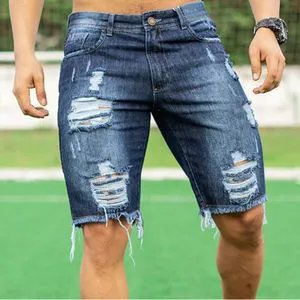 Men's Slim Fit Fashion Jeans Shorts Breathable Denim Fabric European American Style Manufacturer Direct Sale Cross-Border Trade