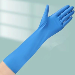 16-Inch Long Cuff Food Grade Powder-Free Disposable Nitrile Examination Gloves 400mm Safety Gloves