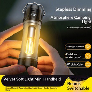 New Outdoor Multifunction Camping Light Strong Bright Light Mini Flashlight Portable LED Rechargeable Camping Light with Hook
