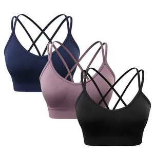 Women Racerback Breathable Sports Bra Quick Dry High Support Seamless Yoga Gym Running Front Logo