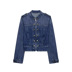SHENZHU 2026 Women's Summer New Arrival Retro Fashion Casual Slim Fit Strapless Button-Down Denim Jacket 6929073