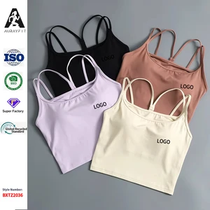 Women's Seamless Cross Strap Tank Top Custom Logo Breathable Fitness Yoga Sports Bra