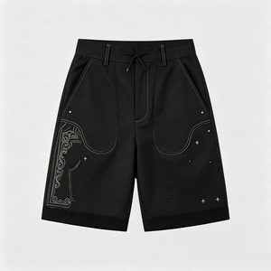Wholesale OEM Apparel Baroque Scroll Embroidery Shorts Kornit DTG Print Streetwear Hot Supplier Luxury Vintage Y2K