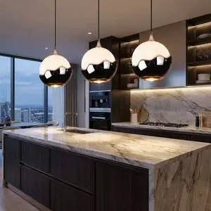 JACKSUN Hanging Iron Glass Pendant Lamp Iron Chandelier LED Highlight Single-bulb Lights Dining Living Rooms Lighting 4000K