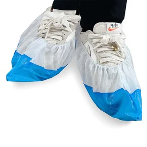 Waterproof Disposable Plastic PE Coated Blue Safety Shoe Covers PPE Products