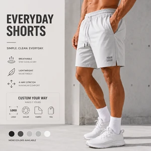 Custom Premium Mens White Casual Shorts Cotton Drawstring Streetwear Shorts Private Label Brand Apparel