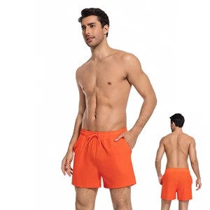 In-Stock Tan Through Men's Beach Short SwimWear 1-Piece Orange Color Swim Trunks Say Goodbye Tan Line