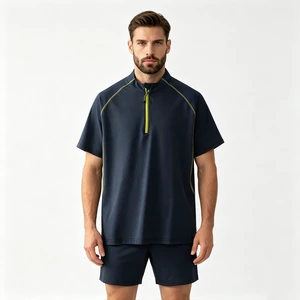 Luxury Moisture Wicking UPF Sun Protection Men Sport Suit Custom Spandex Nylon Premium Quarter Zip Men Training Tracksuit