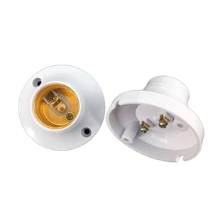 Surface Mounted Plastic 63mm Round Lamp Holder with E27 Screw Base Flat Design