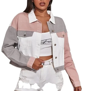Edge Denim Best Sales Women Patchwork Jacket Denim Jacket Color Block
