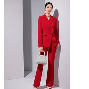 Autumn Winter Women's Professional Slim Fit Office Suit Set Plus Size Two Piece With Pants Business-Ready Plus Size Women's Suit