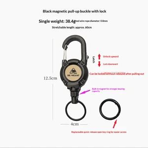 Outdoor Tactical Stainless Steel Telescopic Buckle Wire Rope Multifunctional Keychain Camping High Rebound Anti-lost Easy Pull