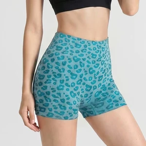 Women’s Leopard Print 3-Inch Yoga Shorts, High-Waisted Scrunch Butt Lifting Gym Workout Fitness Shorts